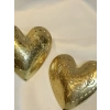 Gold Rengi Desenli Kalp Model Kadın Küpe