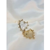 Gold Rengi Mineli Kalp Model Kadın Küpe