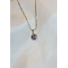 Gold Rengi Lila Oval Taşlı XP Kadın Kolye