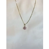 Gold Rengi Yuvarlak Kesim Pembe Taşlı XP Kadın Kolye