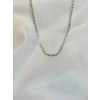 Zirkon Kare Taşlı Dönmeyen Su Yolu Kolye (4mm)
