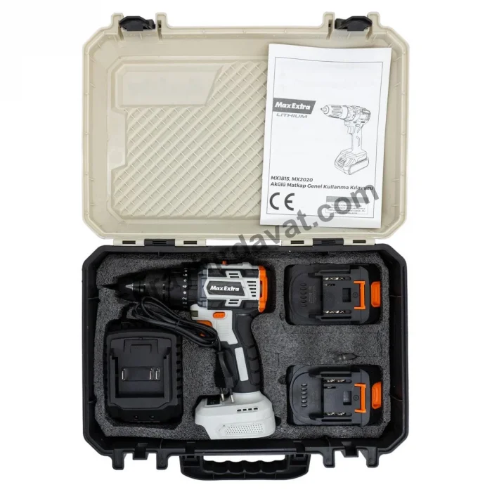 Max Extra MX2020 Darbeli Şarjlı Matkap (Çift Akülü)