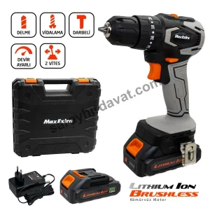 Max Extra MX1830 Darbeli Şarjlı Matkap (Çift Akülü)