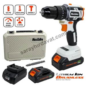 Max Extra MX2020 Darbeli Şarjlı Matkap (Çift Akülü)