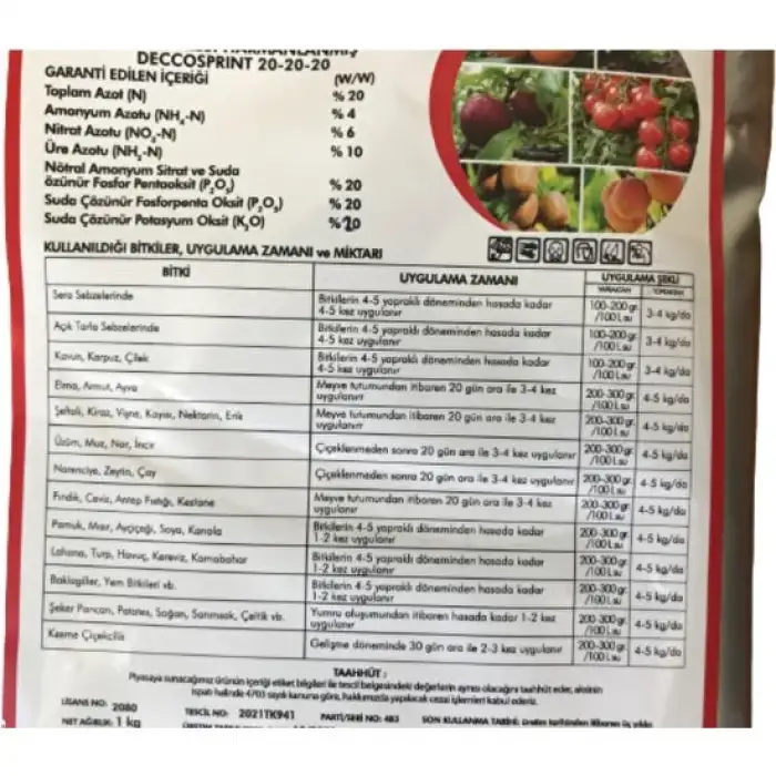 Decco 20.20.20 Dengeli Yaprak Gübresi 1 kg.