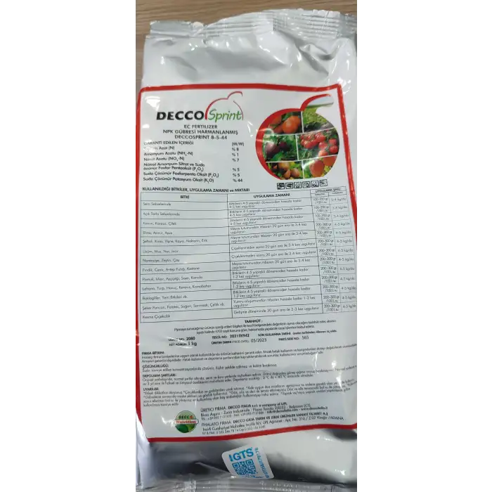 Decco 8.5.44 Yaprak Gübresi 1kg.