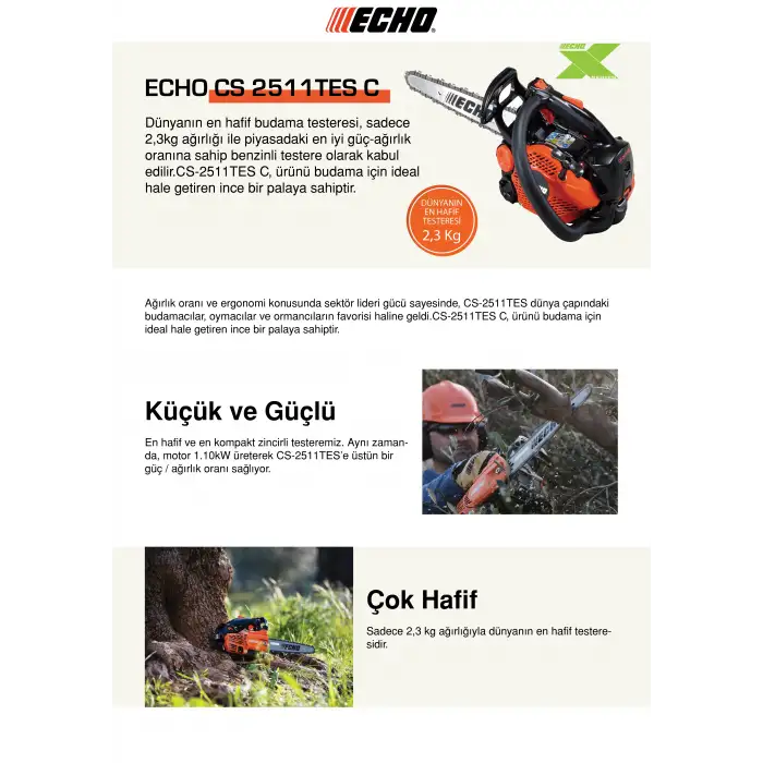 Echo CS2511 Tes-C İnce Pala Motorlu Budama Testeresi
