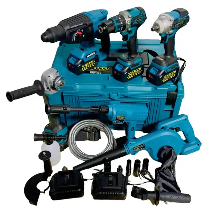 HAKTAŞ 6 LI AKÜLÜ SET(hilti+somun sökme+vidalama+spiral+yıkama tabancası+üfleme makinası)