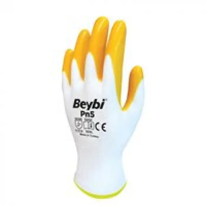 Beybi Pn-5 Sarı Polyester Örme Nitril İş Eldiveni