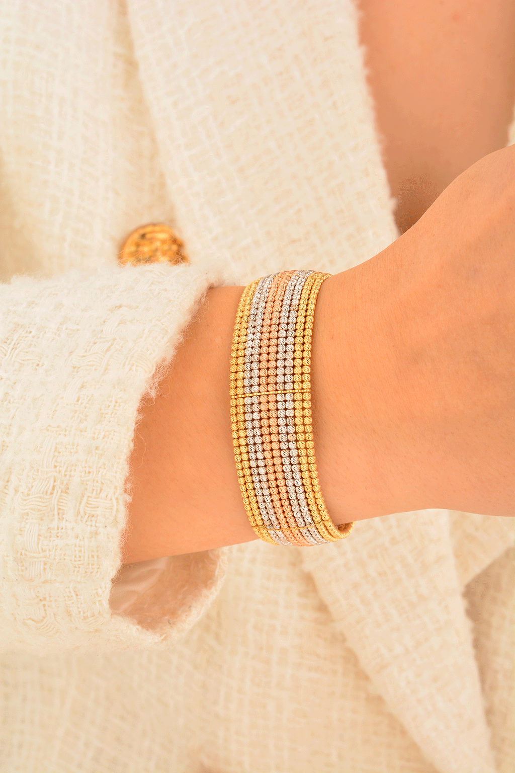 Cebeci 14 Ayar Renkli Dorikalı Kelepçe Altın Bilezik