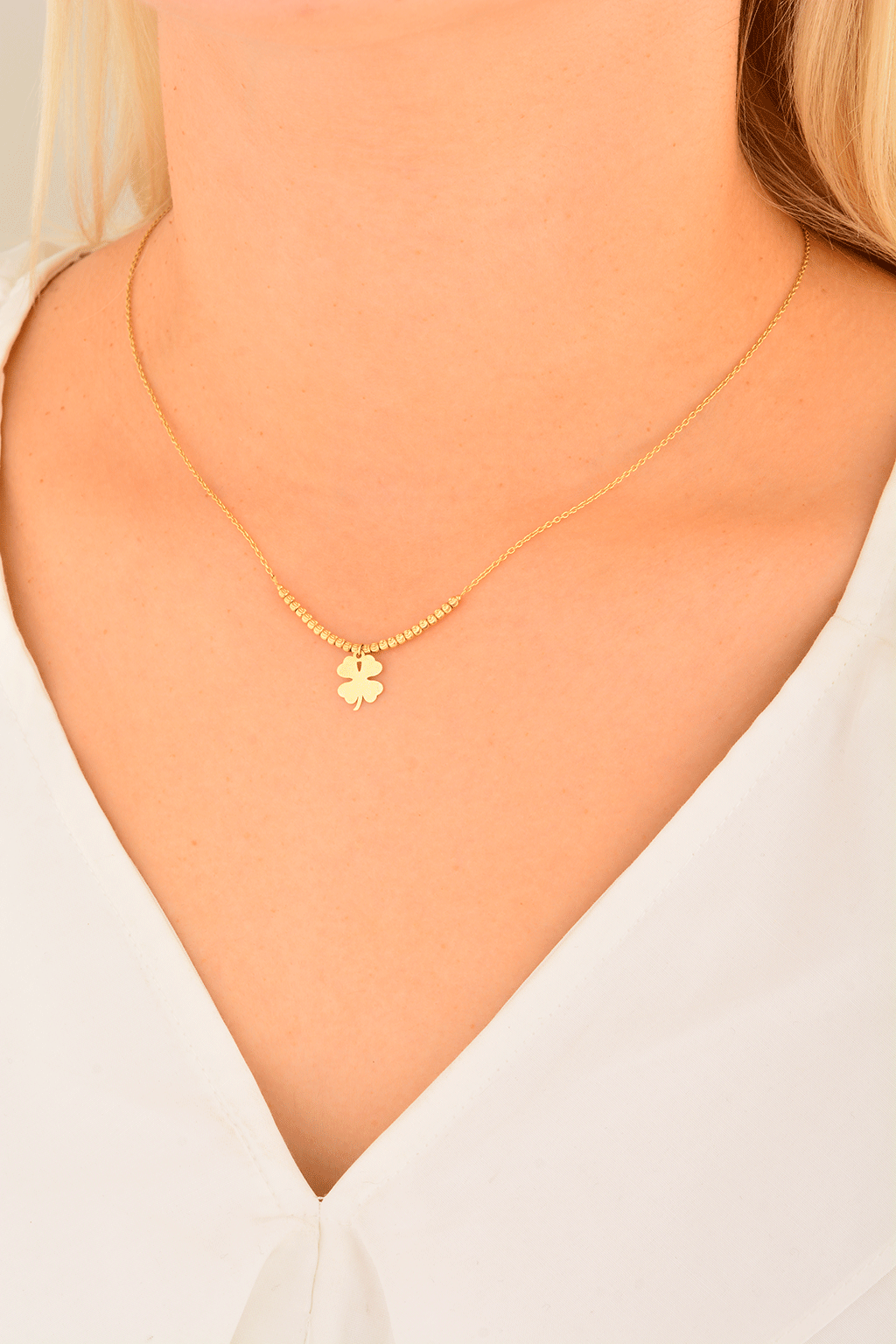 Cebeci 14 Ayar Dorikalı Yonca Altın Kolye