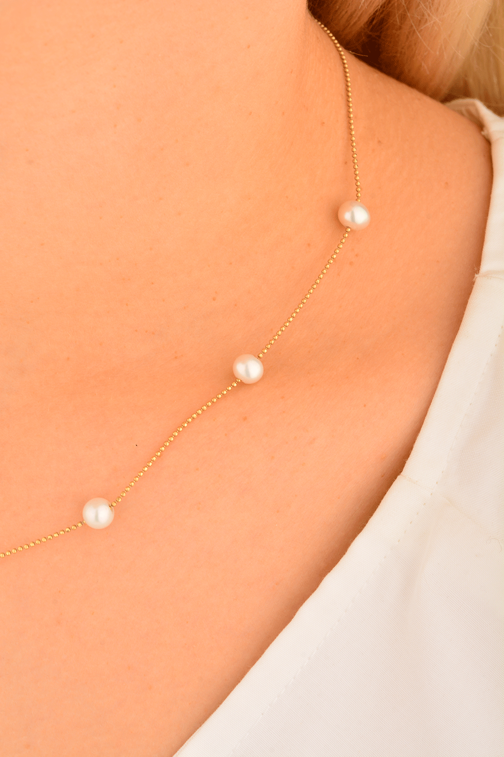 Cebeci 14 Ayar İncili Altın Kolye