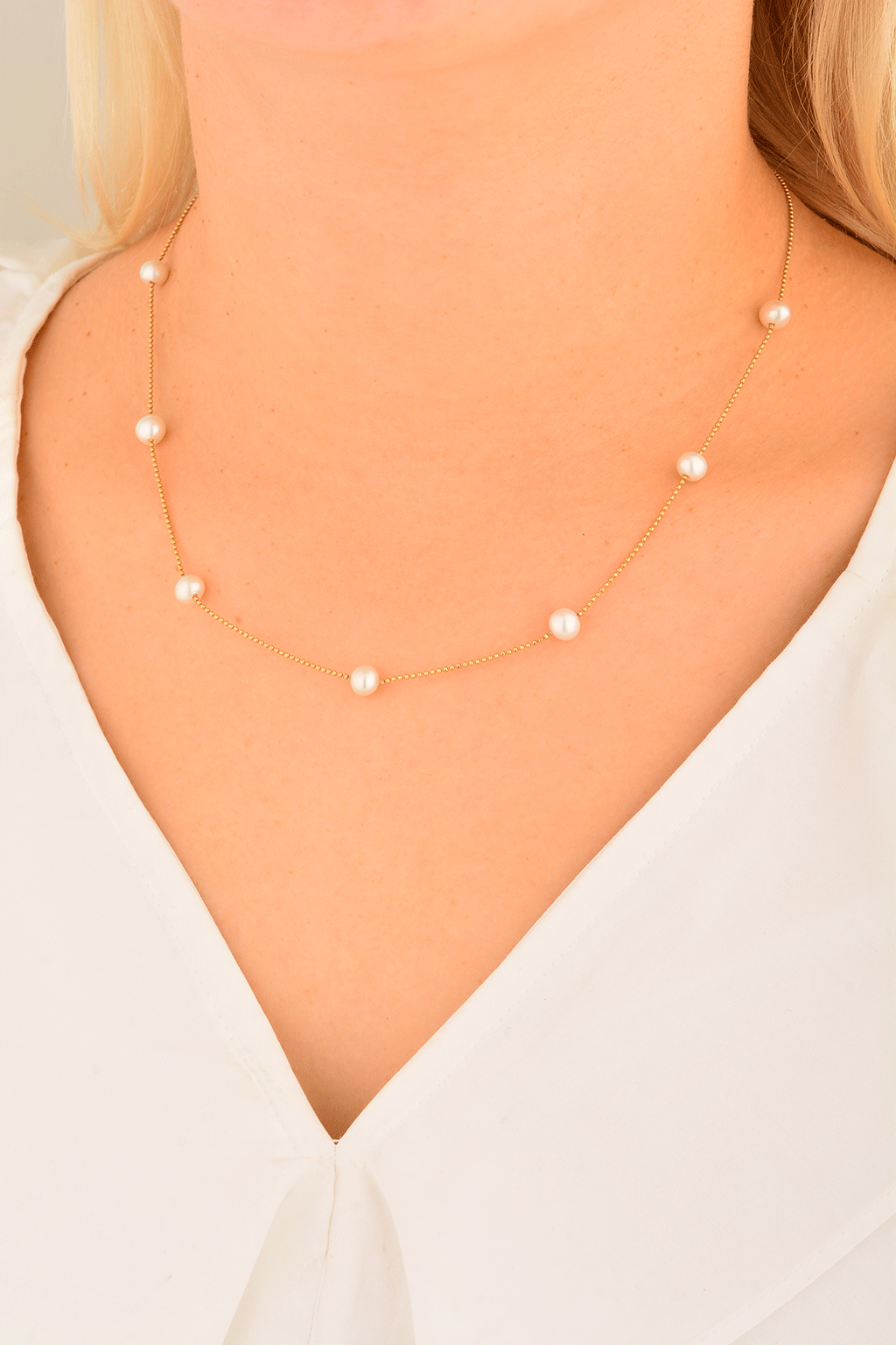 Cebeci 14 Ayar İncili Altın Kolye