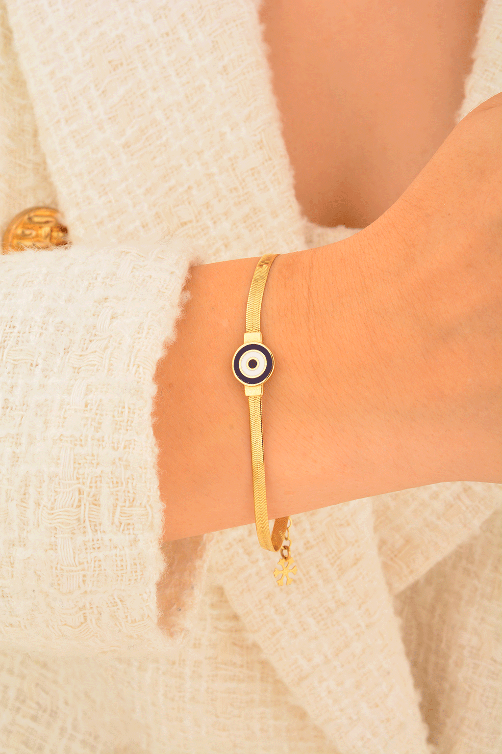 Cebeci 14 Ayar Nazar Boncuklu Altın Bileklik