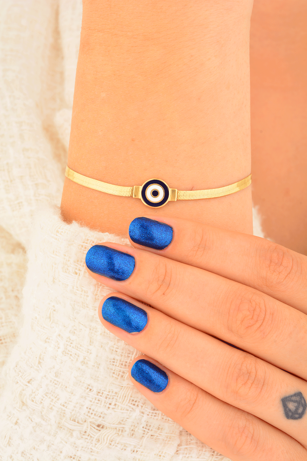 Cebeci 14 Ayar Nazar Boncuklu Altın Bileklik