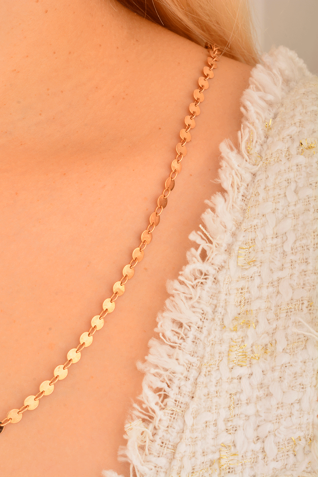 Cebeci 14 Ayar Pullu Rose Altın Kolye