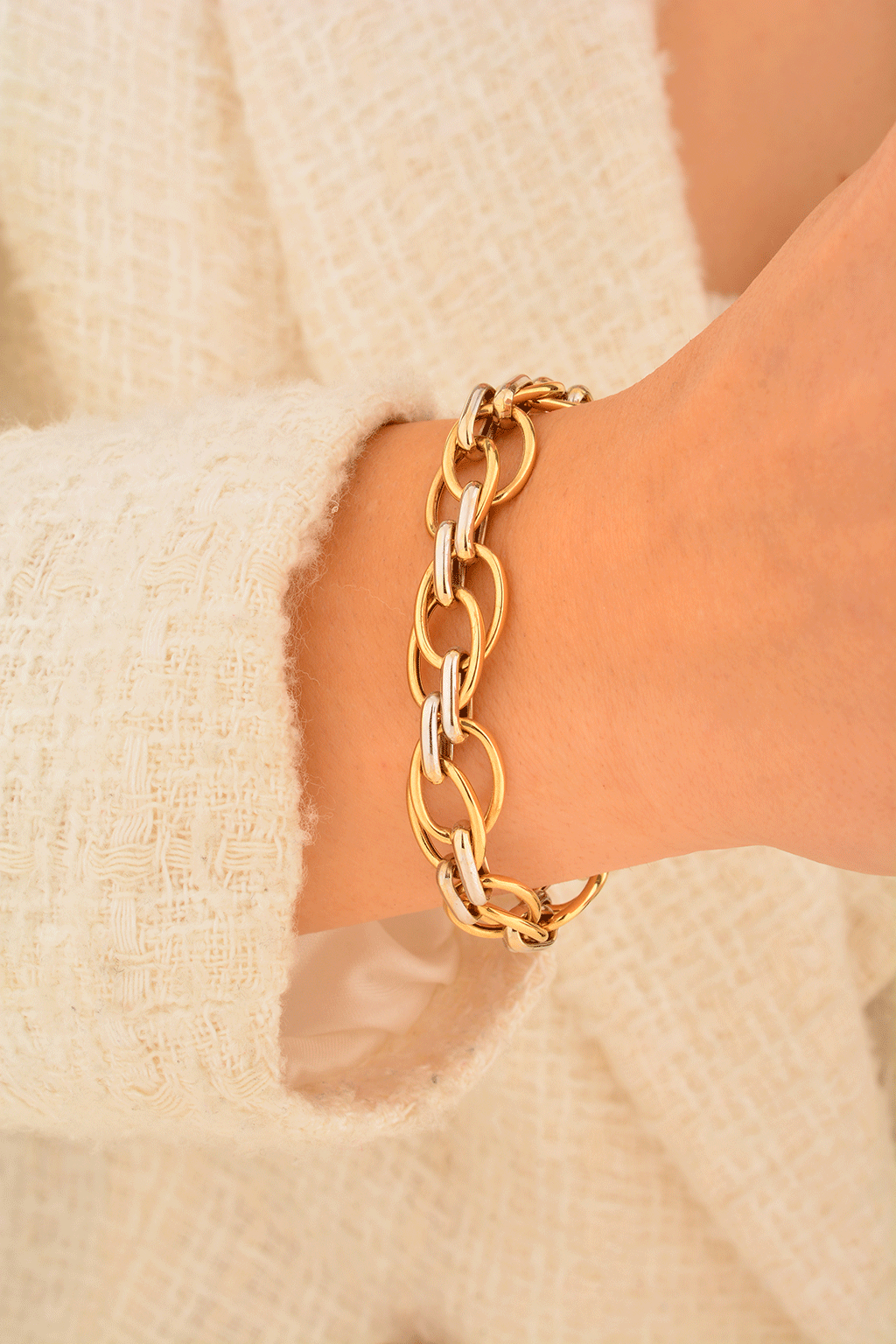 Cebeci 14 Ayar Renkli Zincir Altın Bileklik