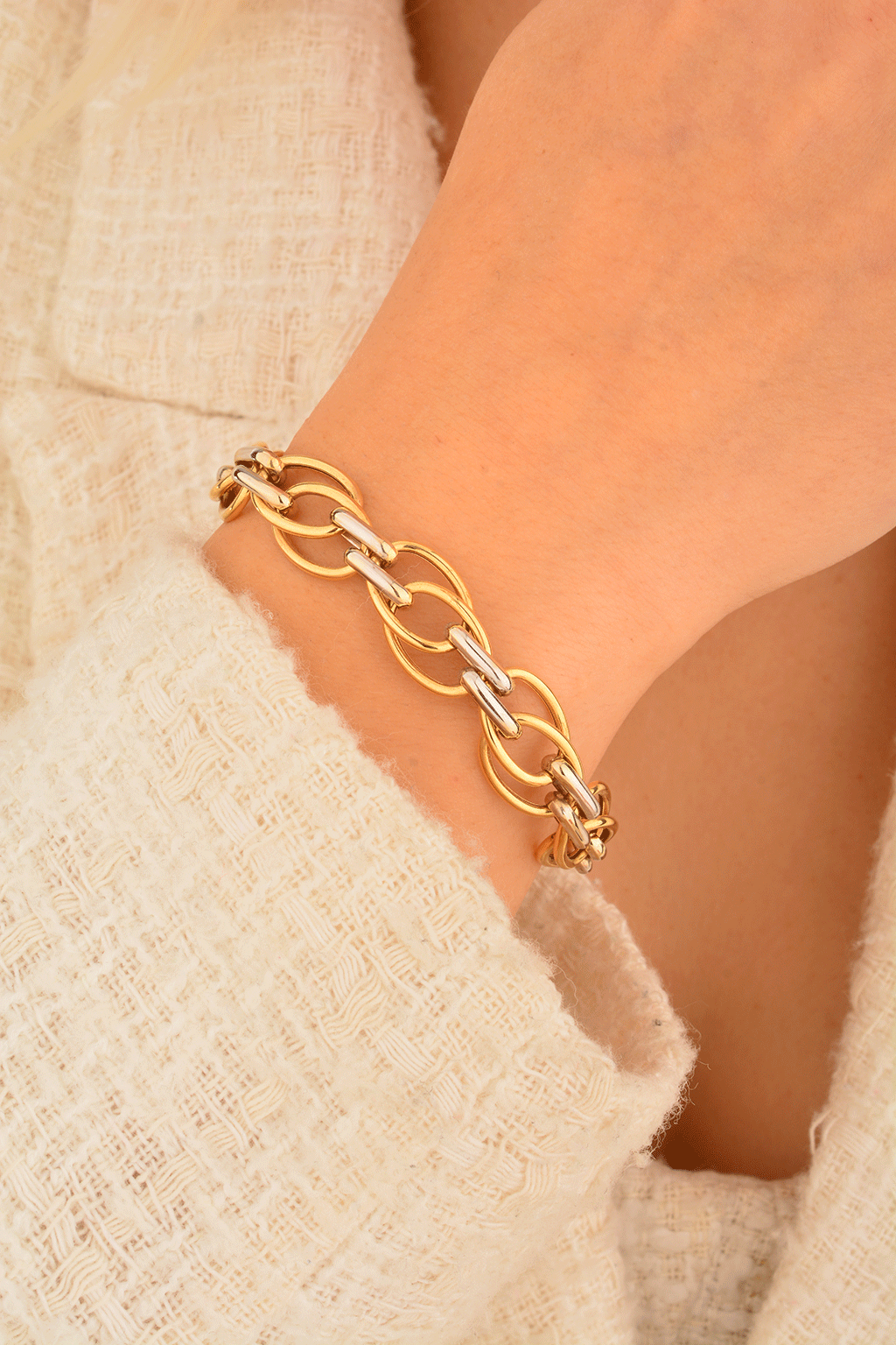 Cebeci 14 Ayar Renkli Zincir Altın Bileklik