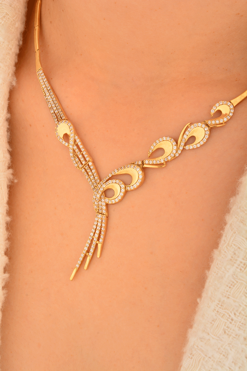 Cebeci 14 Ayar Taşlı Altın Gerdanlık