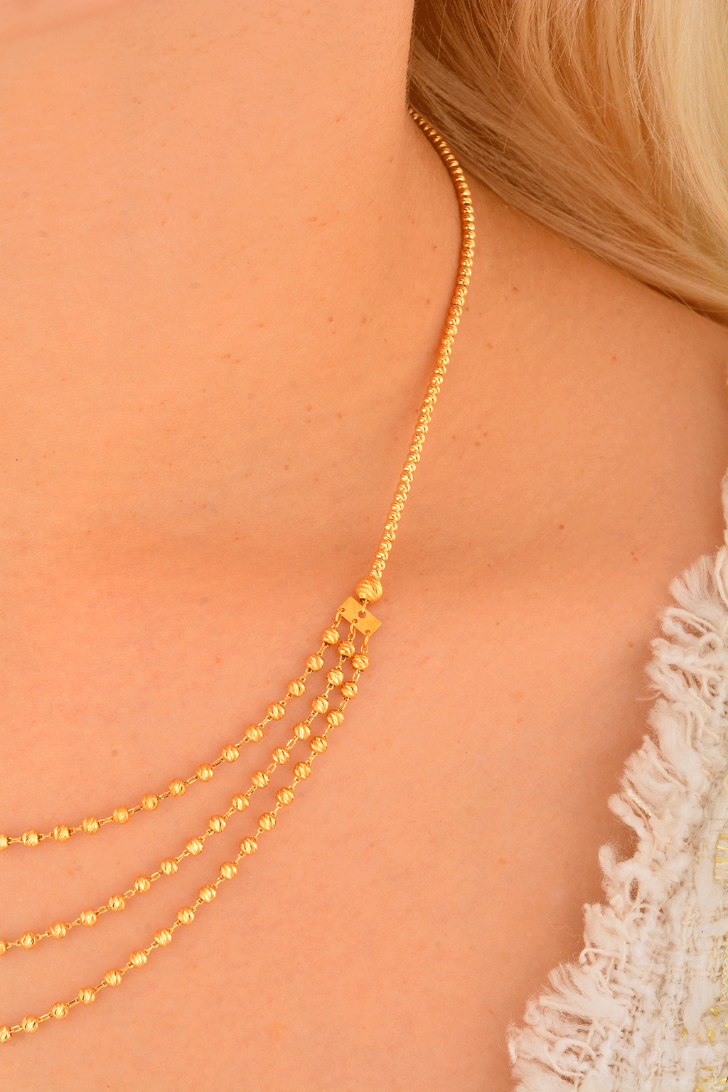 Cebeci 22 Ayar Dorikalı 3 Sıra Altın Kolye