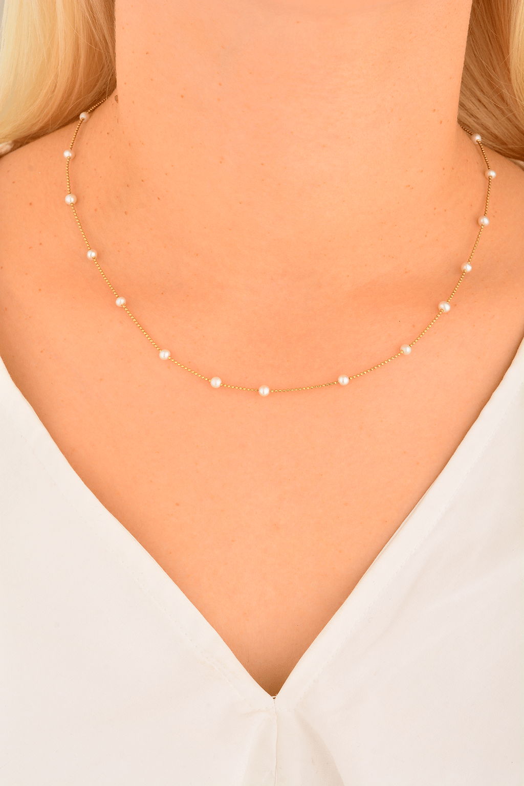 Cebeci 14 Ayar İncili Altın Kolye