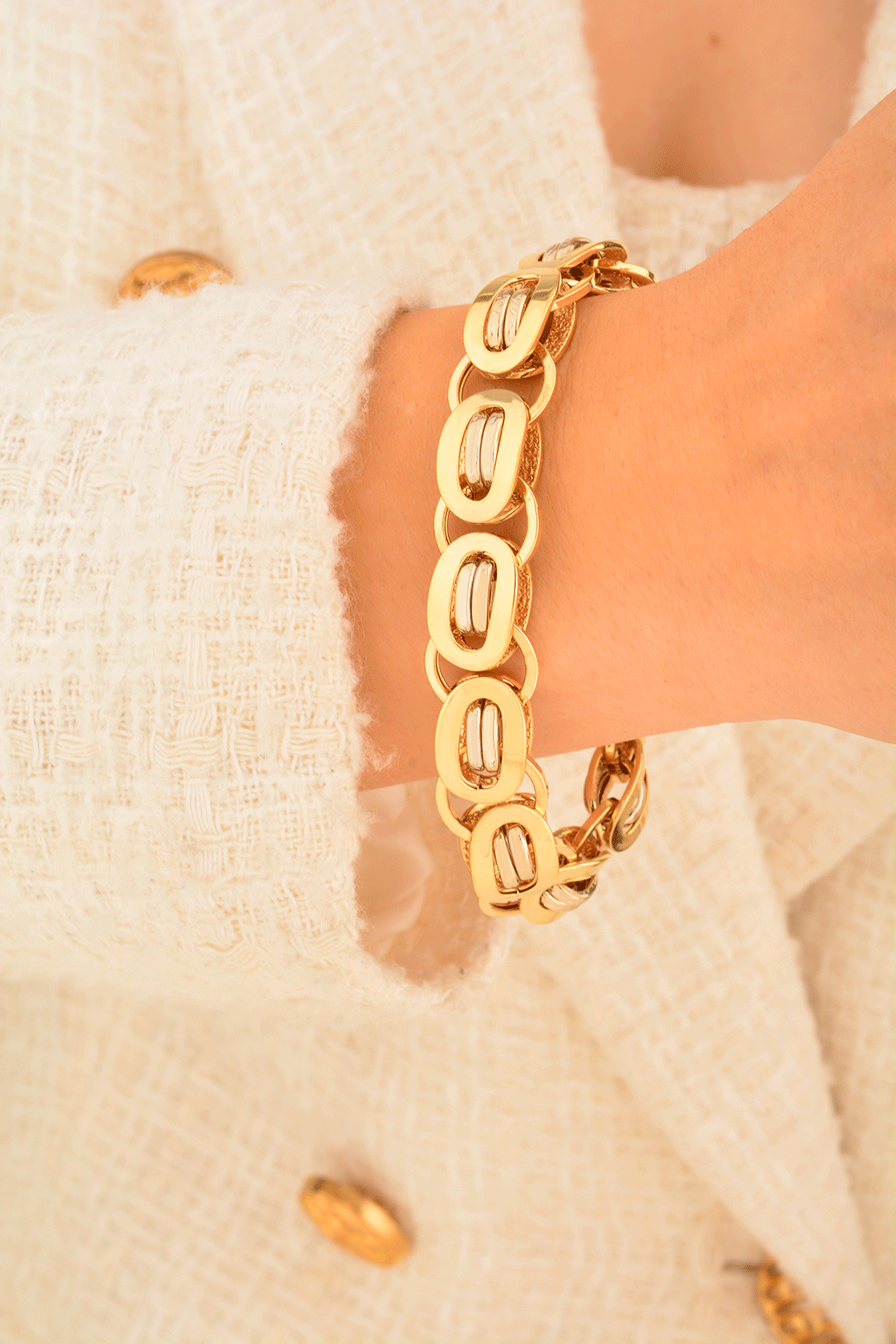 Cebeci 14 Ayar Renkli Zincir Altın Bileklik