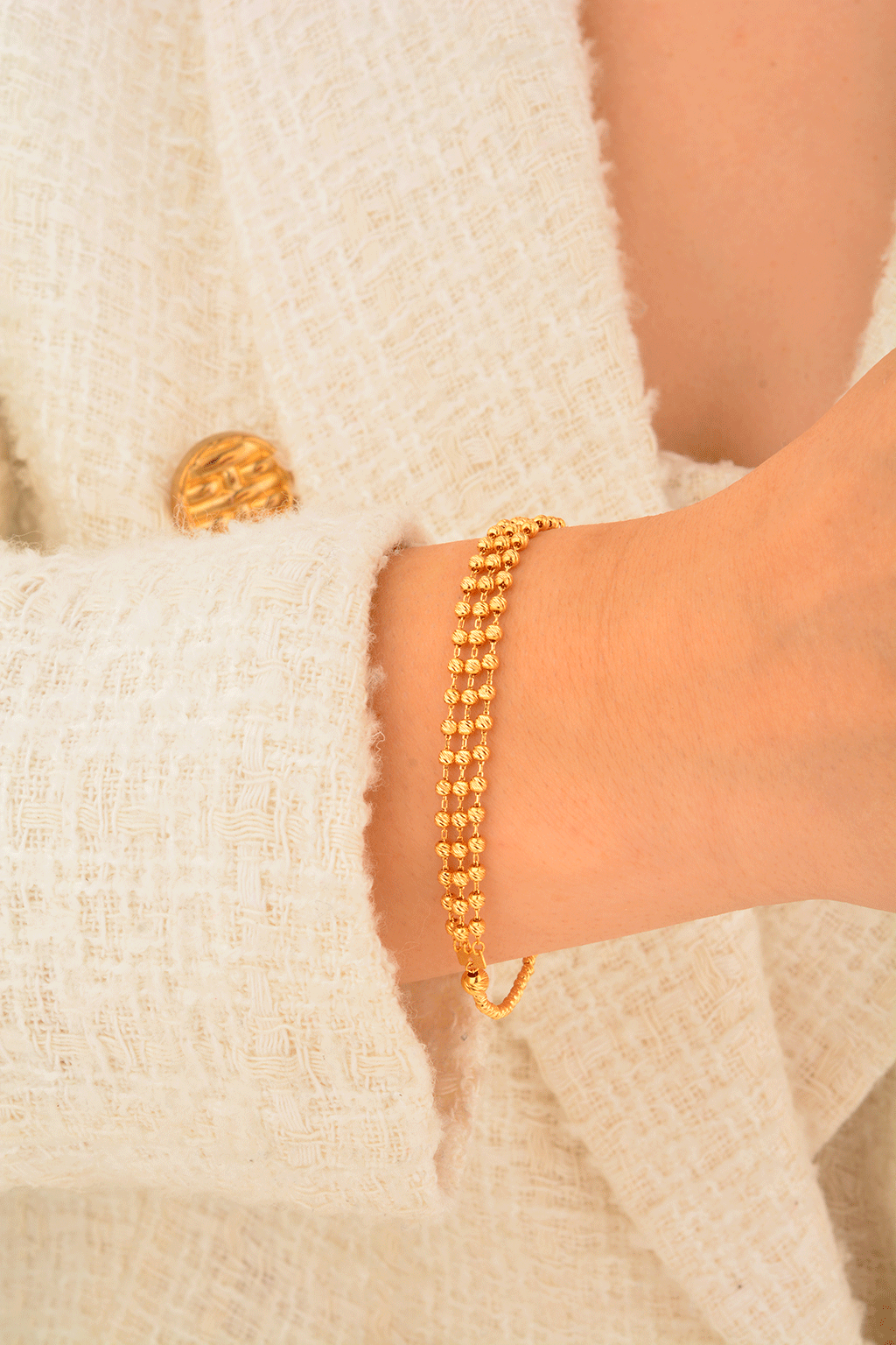 Cebeci 22 Ayar Dorikalı Üç Sıralı Altın Bileklik