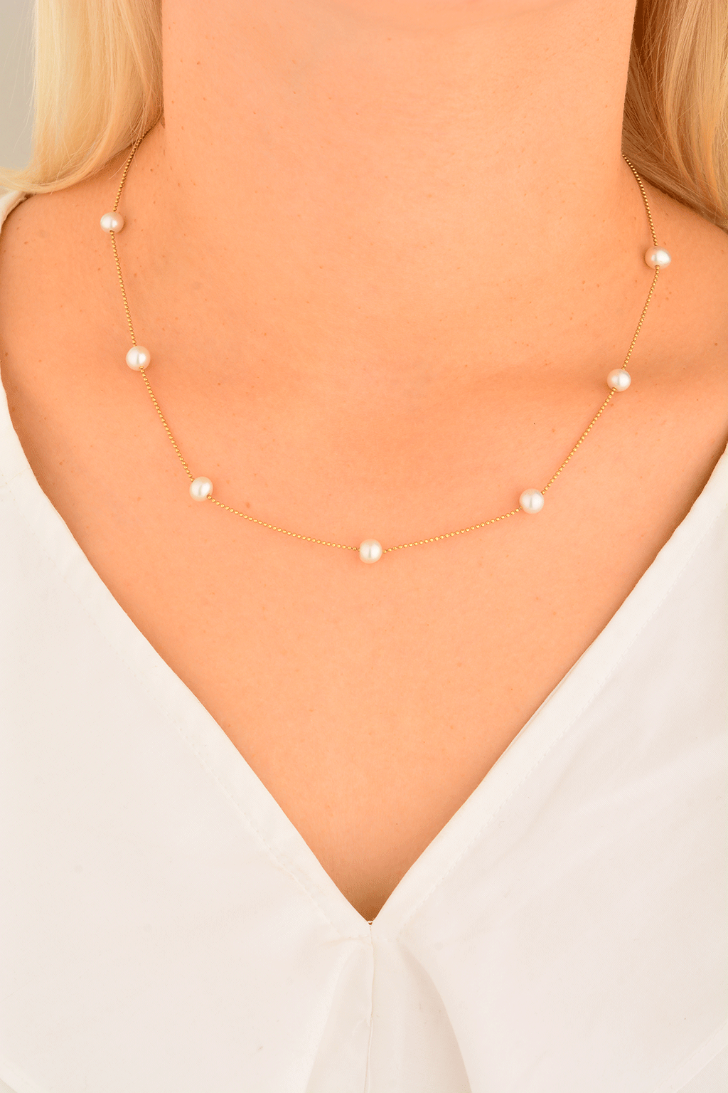 Cebeci 14 Ayar İncili Altın Kolye