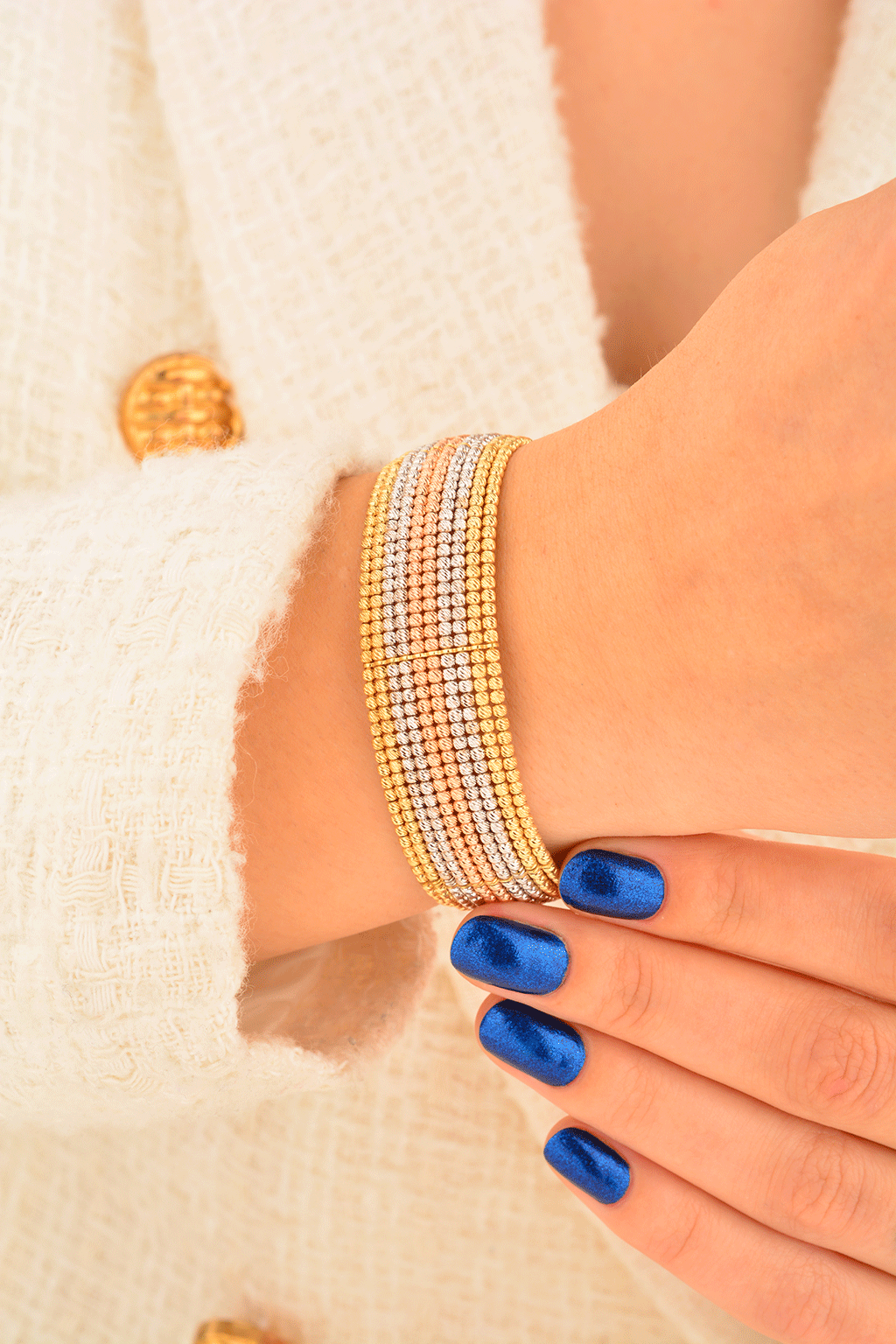 Cebeci 14 Ayar Renkli Dorikalı Kelepçe Altın Bilezik