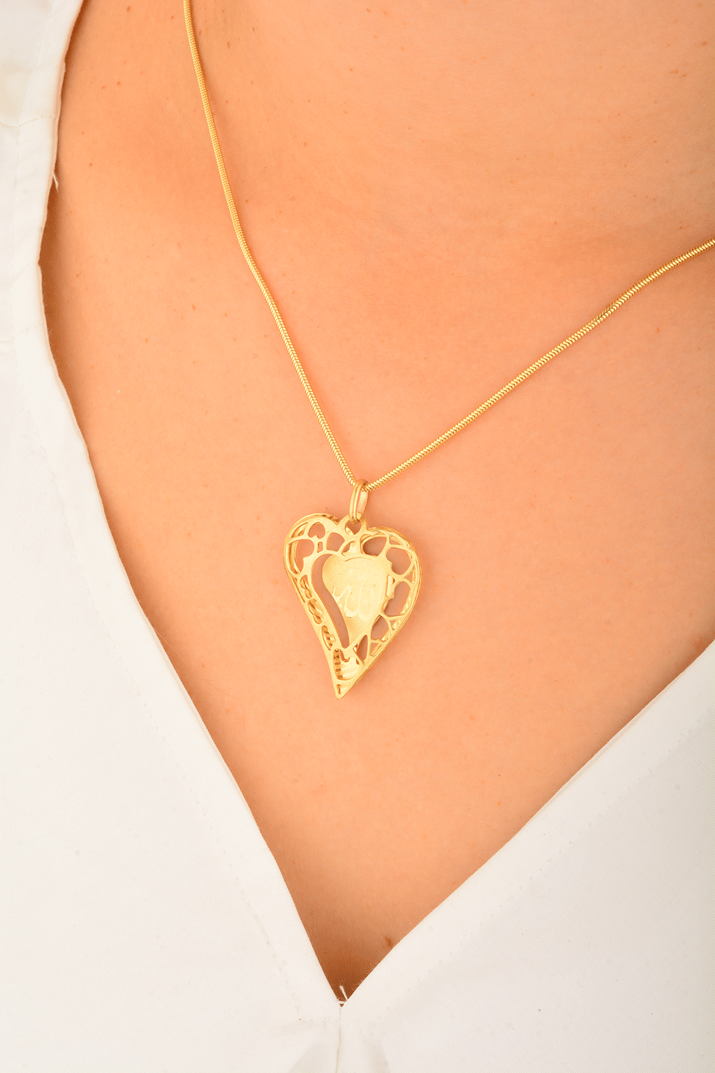 Cebeci 14 Ayar Allah Yazılı Kalp Altın Kolye Ucu