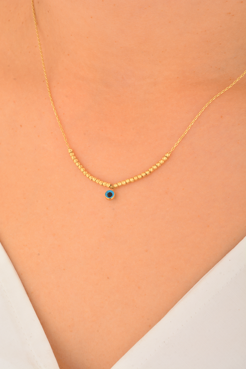 Cebeci 14 Ayar Göz Boncuklu Kolye