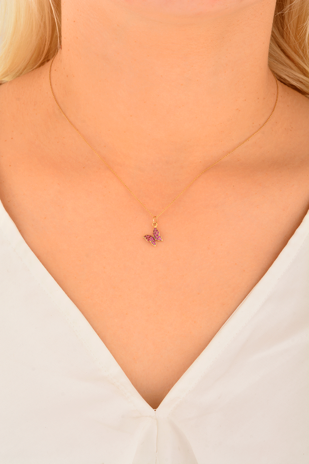 Cebeci 14 Ayar Kelebekli Altın Kolye