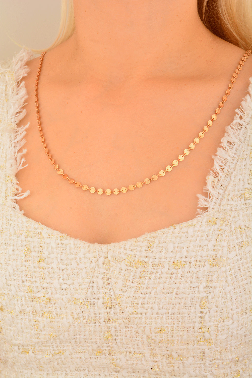 Cebeci 14 Ayar Pullu Rose Altın Kolye