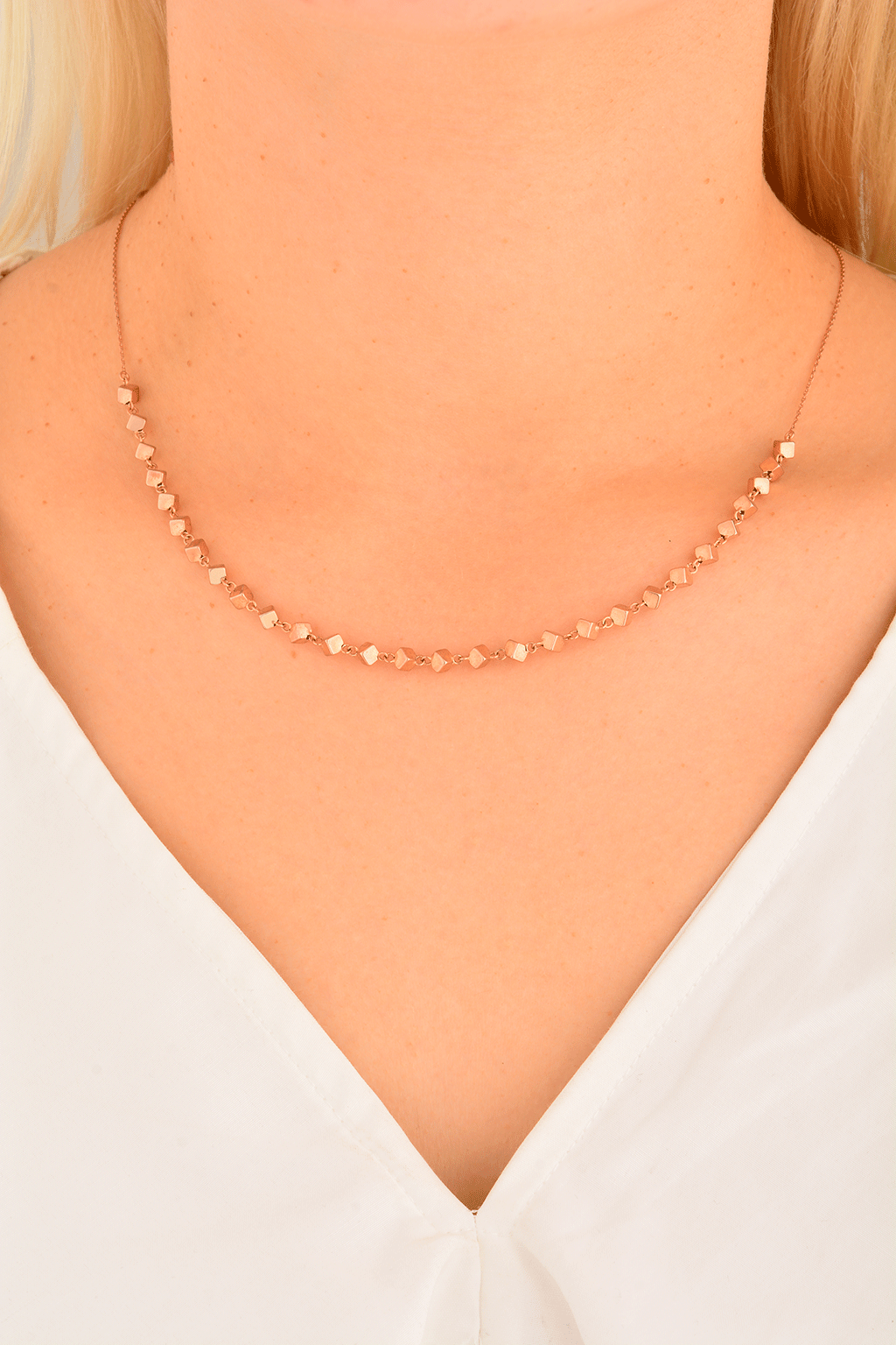 Cebeci 14 Ayar Rose Küp Altın Kolye