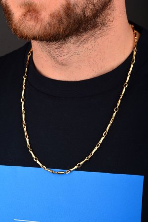 Cebeci 14 Ayar Erkek Altın Halkalı Şerit Kolye