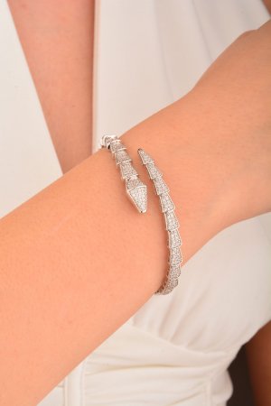 Cebeci 14 Ayar Beyaz Altın Yılan Bilezik