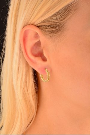 Cebeci 14 Ayar Çiftsıra Dorika Altın Küpe