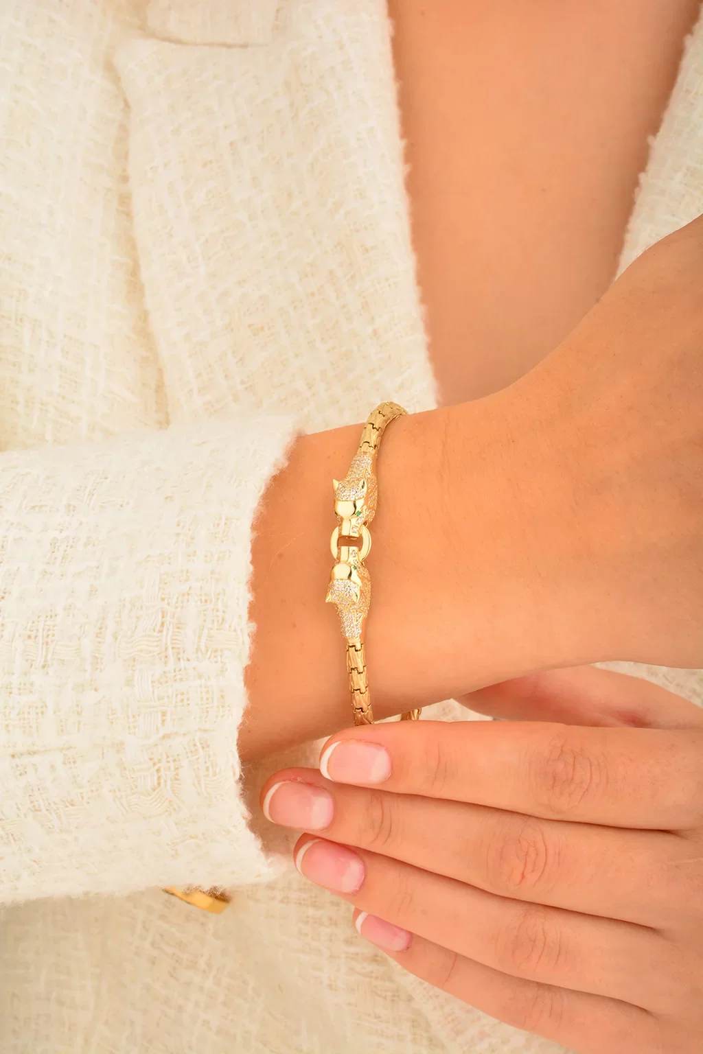 Cebeci 14 Ayar Çift Başlı Kaplan Bileklik