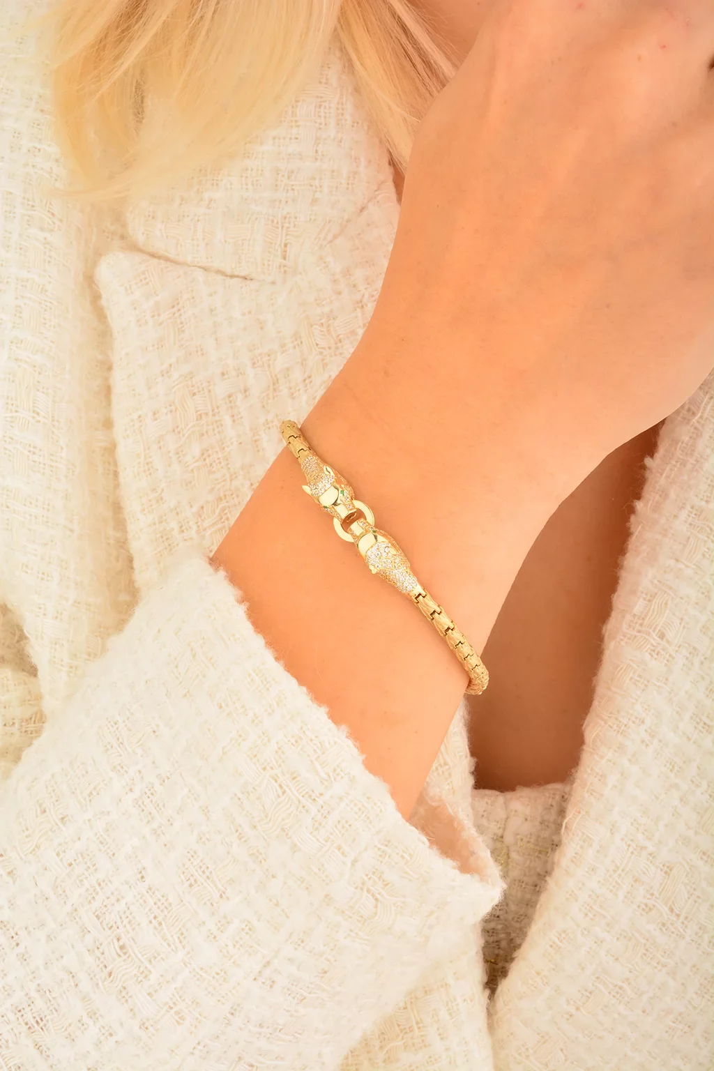 Cebeci 14 Ayar Çift Başlı Kaplan Bileklik