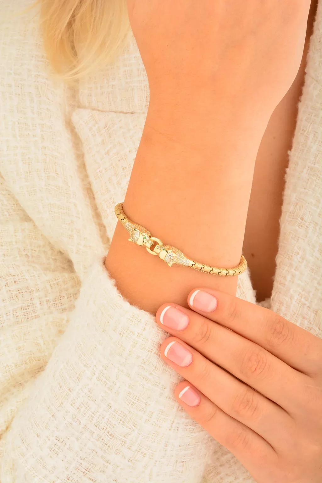 Cebeci 14 Ayar Çift Başlı Kaplan Bileklik