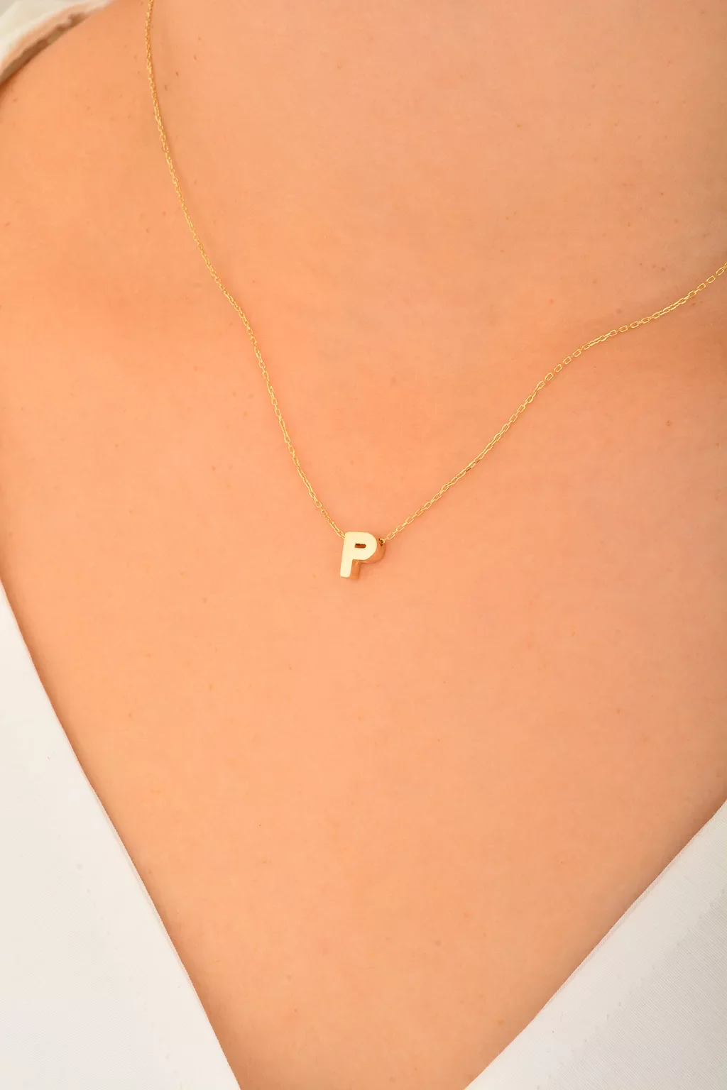 Cebeci 14 Ayar P Harfli Altın Kolye