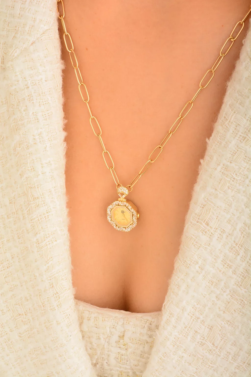 Cebeci 14 Ayar Saat Altın Kolye