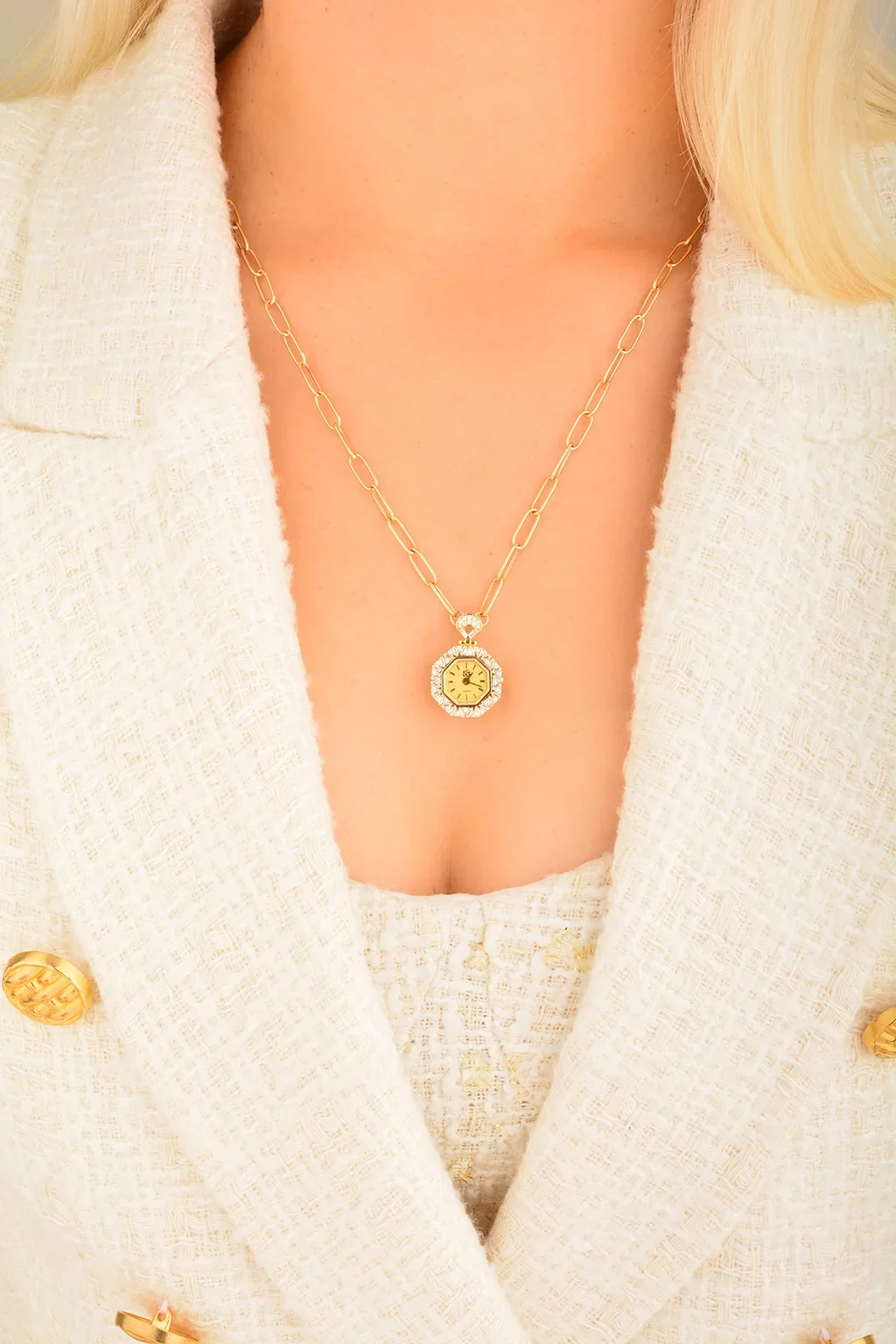 Cebeci 14 Ayar Saat Altın Kolye