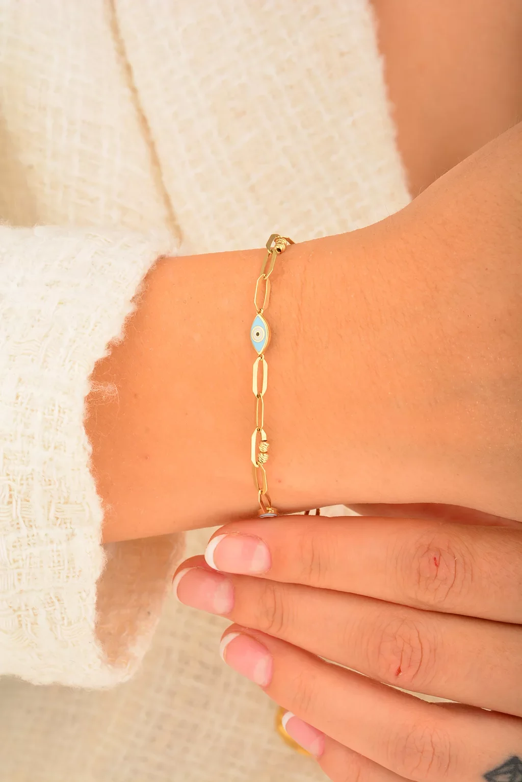 Cebeci 14 Ayar Göz Boncuklu Bileklik