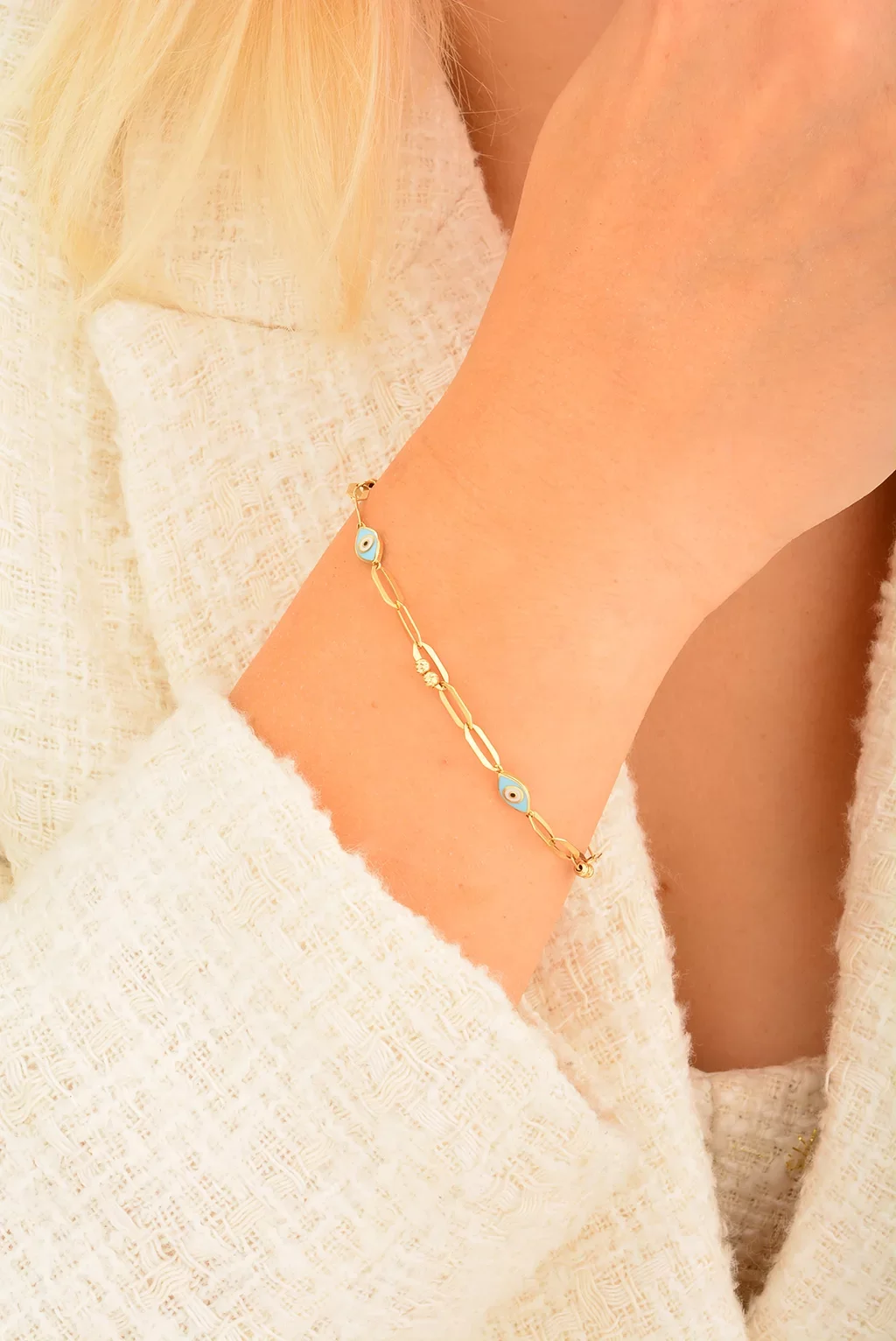 Cebeci 14 Ayar Göz Boncuklu Bileklik