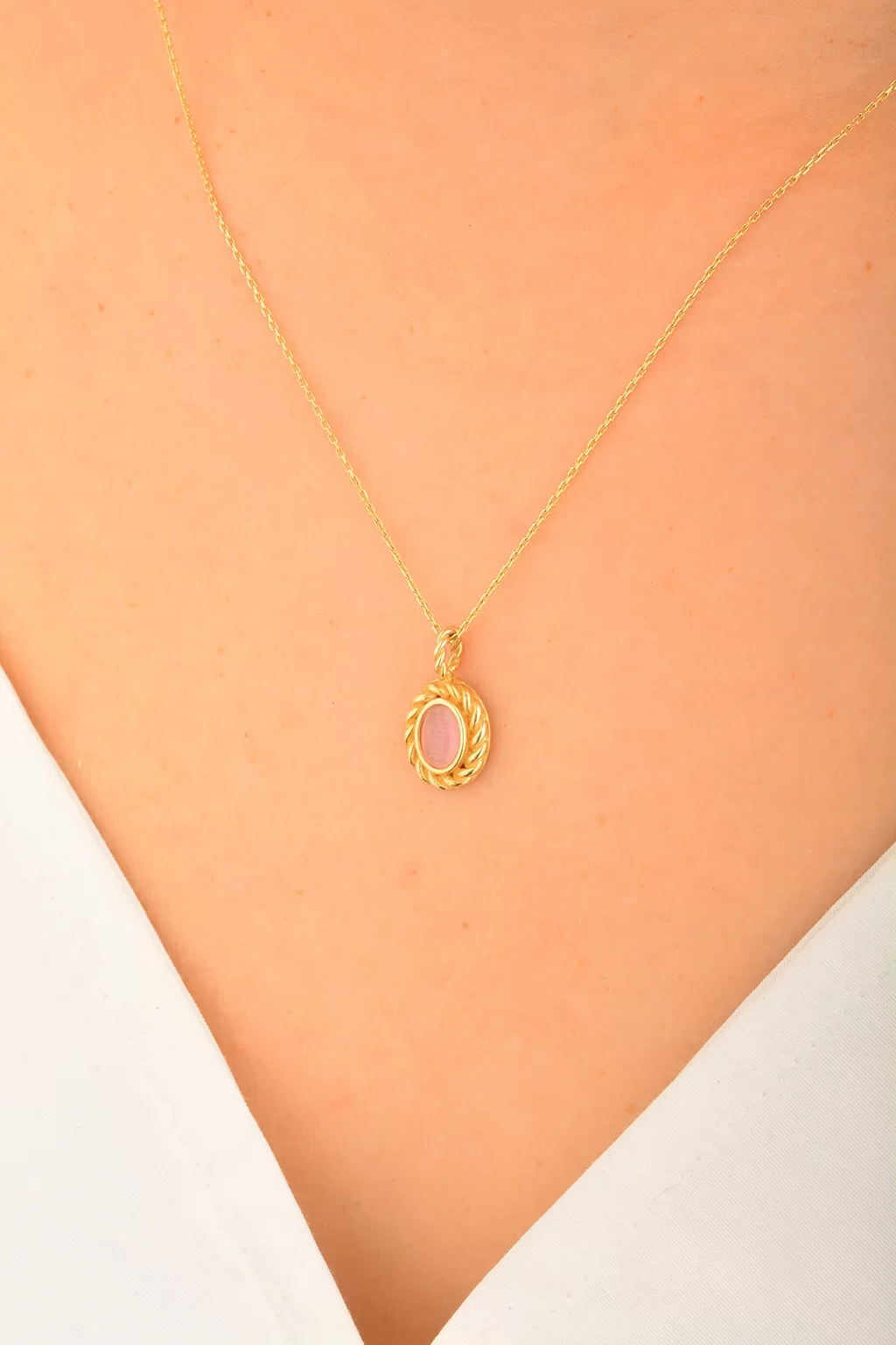 Cebeci 14 Ayar Renkli Taşlı Altın Kolye