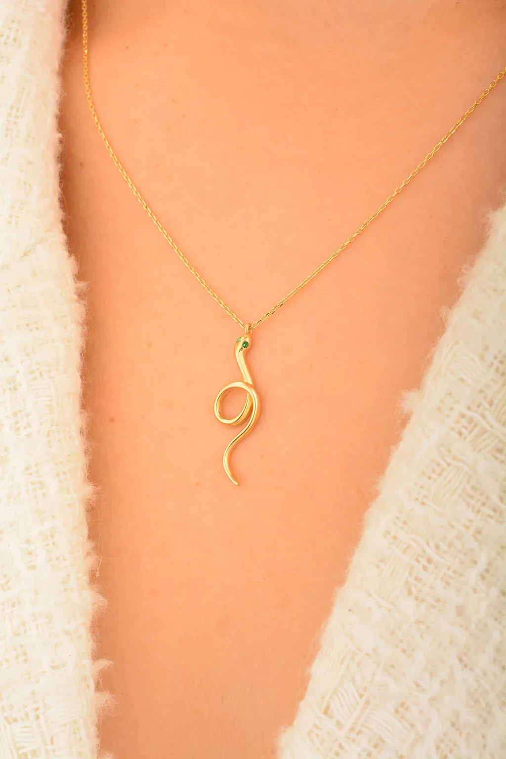 Cebeci 14 Ayar Altın Yılan Kolye