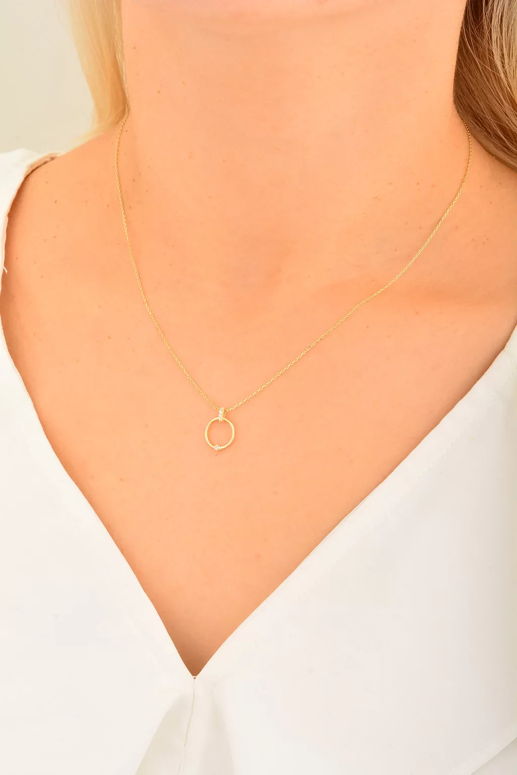 Cebeci 14 Ayar Altın Daire Kolye