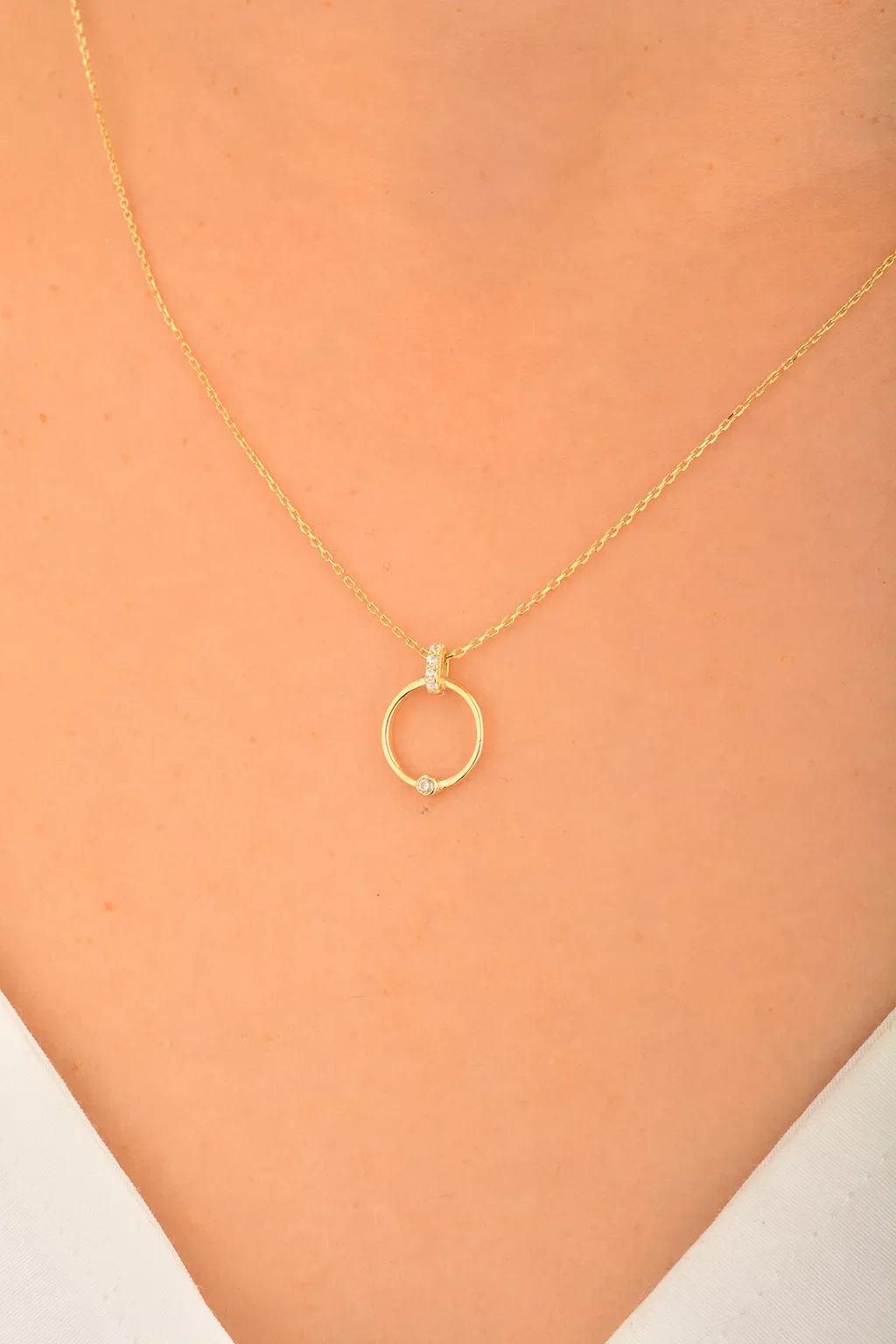 Cebeci 14 Ayar Altın Daire Kolye