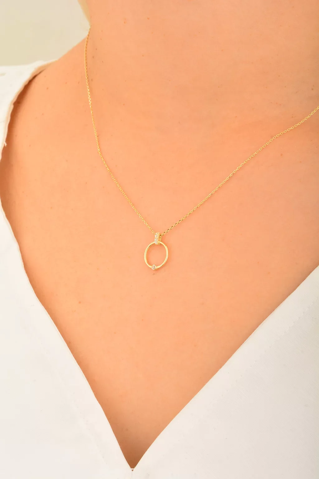 Cebeci 14 Ayar Altın Daire Kolye